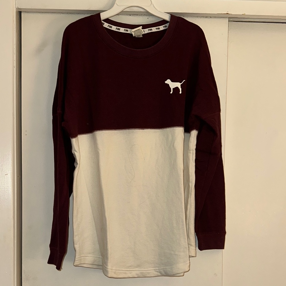 Maroon and White Long Sleeve Shirt